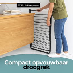 STAUS&BACH Droogrek 20m - UV Bestendig - Stevig - Inklapbaar Wasrek - Staand - Staal - Mat zwart - Aeriq Compact — thumbnail 4