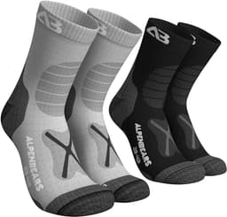Alpen Bears Merino Wandelsokken – 2 Paar – Professionele Trekkingsokken voor Wandelen – Outdoor Sokken voor Dames, Heren & Kinderen – Warme Merino Wandelsokken – Functionele Sokken – Trekking Sportsokken (Zwart + Grijs, 43-48) — thumbnail 3