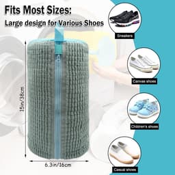 2 stuks waszakken voor schoenen in wasmachine - herbruikbaar - 360° reiniging - veilige ritssluiting - alle soorten schoenen en drogers - grijs — thumbnail 2
