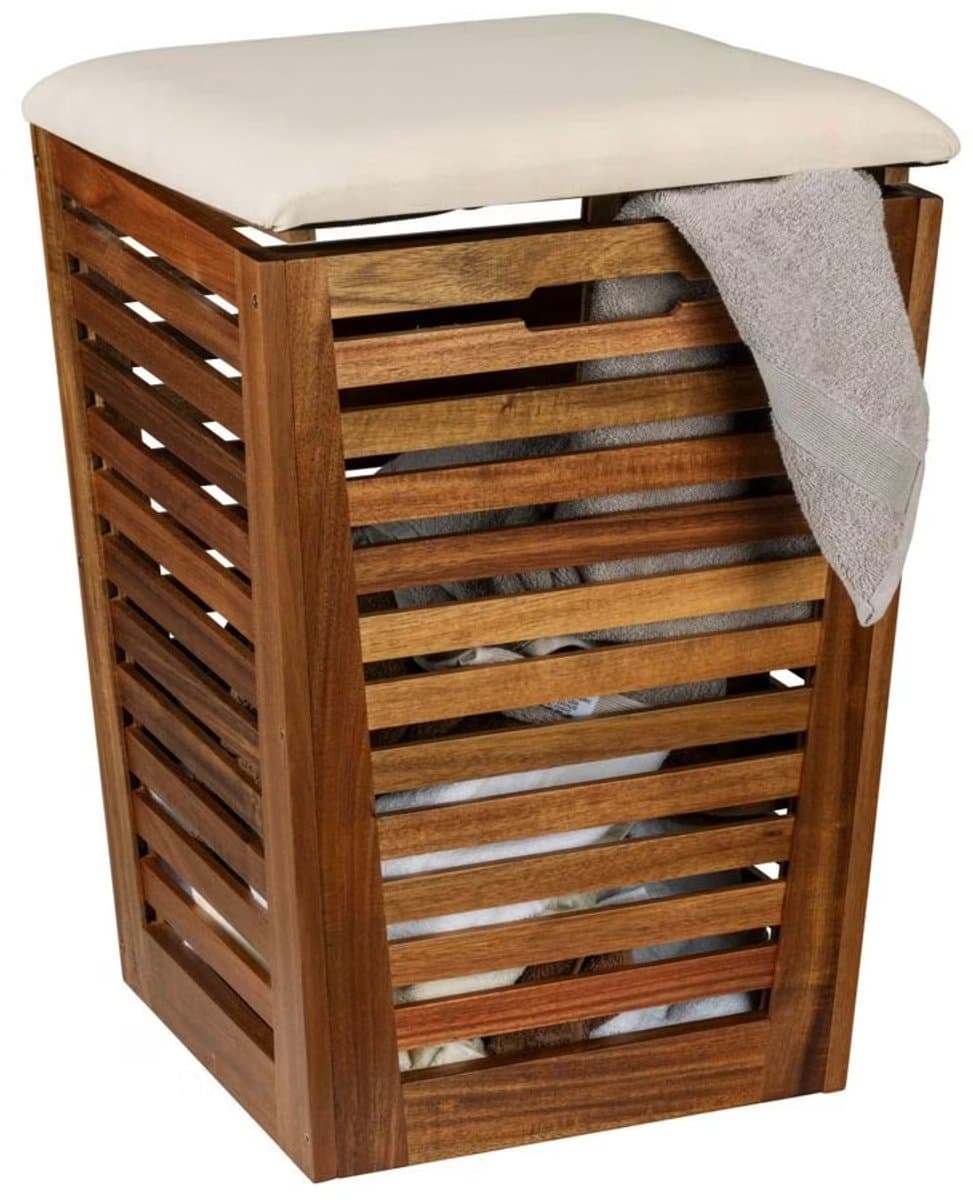 Wasmand met zitting FONDI, hoogte 56 cm — afbeelding 1