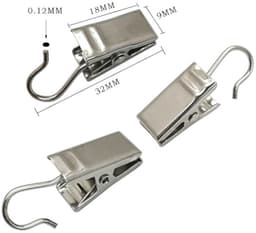 10 stuks - Gordijncliphaak - Gordijnhaken - Lengte 32 mm - Zilver - Gordijnclip met haak - Gordijnhaken Clips - gordijnhaken voor kabelklemmen - Clips met haken voor gordijnen - Voor Slaapkamer, Badkamer, Huisdecoratie — thumbnail 2