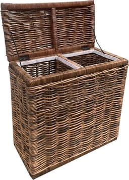 Rieten wasmand antiek bruin - 70x36xH70 cm — thumbnail 2