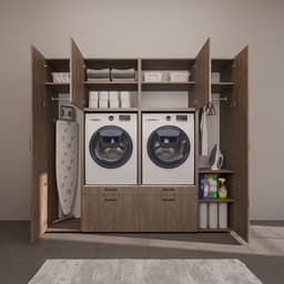 Roomart SERIE 2 Wasmachine Ombouwkast 224x205 cm - Kastenwand met 2 Hoge Kasten - Eiken — thumbnail 5