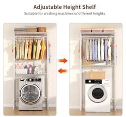 Verstelbare wasmachine- en drogerplanken - Ruimtebesparende 2-niveaus-draadrekken voor kleding — thumbnail 1