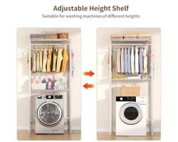 Verstelbare wasmachine- en drogerplanken - Ruimtebesparende 2-niveaus-draadrekken voor kleding