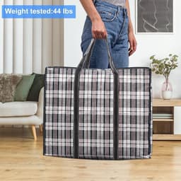 Set van 6 kunststof zakken met ritssluiting, 60 x 50 x 20 cm, opvouwbare organizer met ritssluiting, herbruikbaar, groot kledingrek met handvat, voor opslag, winkelen — thumbnail 3
