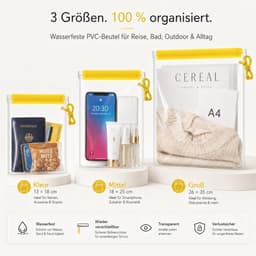3 stuks waterdichte zakken, transparante hersluitbare pvc-zakken, verliesveilige documententas voor reizen, badkamer, outdoor, zwembad, mobiele telefoon, camera's, 3 stuks — thumbnail 2