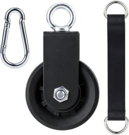 90mm keerrol touwrol met hijsband karabijn, geleiderol 360° zwenkbaar, poeliesysteem draaibaar voor schommel, waslijn - ShopVlot — thumbnail 1