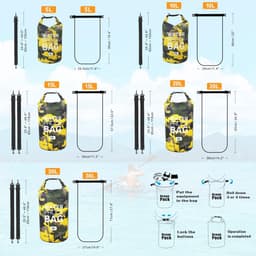 Pakzak, drijvende droogrugzak, strandtas, lichte droogzak voor strand, boottochten, vissen, kajakken, zwemmen, rafting, camping, 5 l, 10 l, 15 l, 20 l, 30 l — thumbnail 2