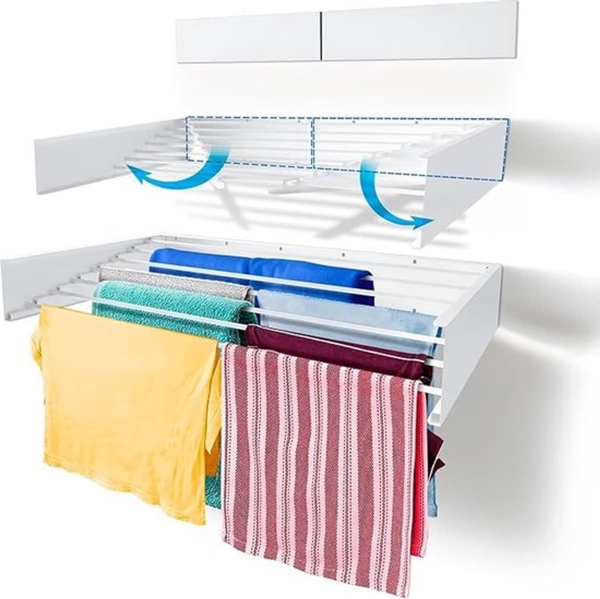 Hangend Wasrek voor Trapgat - Wasrek - Droogrek - Opvouwbaar Droogrek voor Trapgat - Wanddroogrek — afbeelding 1