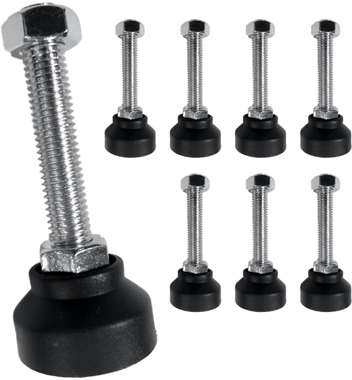 M12 schroefdraad machinevoeten - Nylon vaste voetjes - Elektrische voetjes - Stelvoeten - Maximaal draagvermogen 40 kg - Nylon + koolstofstaal - Diameter 40 mm - Verpakking van 8 - Zwart — afbeelding 1