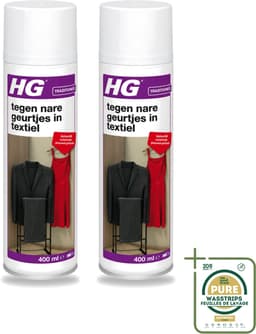 2 x HG - Tegen Nare Geurtjes In Textiel - Natuurlijk Zuiveringsproces - Veilig Voor Alle Textiel - 400 ml - Wasstrips - Geurverwijdering Textiel - Stankmoleculen Oplossen - Textiel Reinigen - Geur In Kleding - Geur In Gordijnen — thumbnail 1