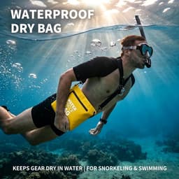 Schoudertas met luchtdichte ritssluiting, lichte Dry Bag met verstelbare schouderriem voor strand, zwemmen, reizen en dagelijks gebruik, Geel, Waterdichte tas — thumbnail 5