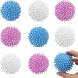 9 stuks drogerballen voor wasdrogers, wasballen, drogerbal, herbruikbare wasbal, wasbal voor wasmachine, wasdroger, ballen, pluizige was (blauw, wit, paars) — thumbnail 4