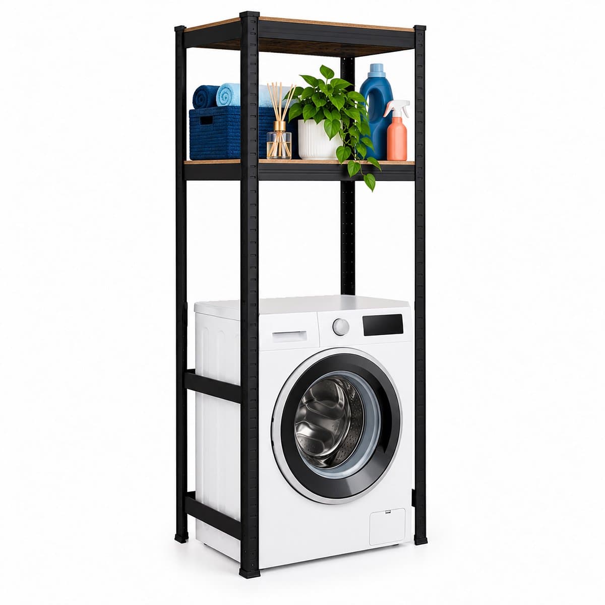 Wasmachine rek - 150x70x40 cm - 400 kg - zwart-bruin — afbeelding 1