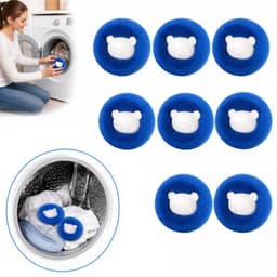 8x Witte Wasmachinestofballen - Verwijderen Huisdier Haar & Pluisjes — thumbnail 1
