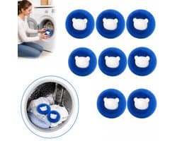 8x Witte Wasmachinestofballen - Verwijderen Huisdier Haar & Pluisjes