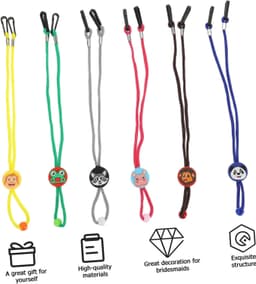 1set Delige Kindermasker Lanyards Met Schattige Cartoon Dierenprint Verstelbare Duurzame Maskerhouders Voor Jongen Meisje Assortiment Van Kleuren — thumbnail 5