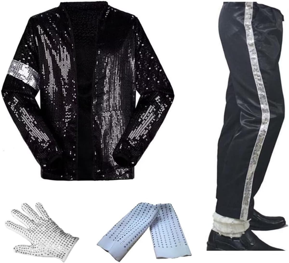 Volwassenen Kinderen Jassen+Broek+Sokken+Handschoen Set 4pcs Kostuum Jongens Meisjes Halloween Kerstdansen Cosplay Parties Retro Pailletten Kostuums Jas Kleding — afbeelding 1