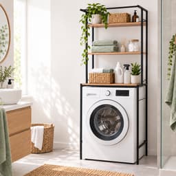 Wasmachine rek - 161x66x40 cm - natuur-zwart — thumbnail 5