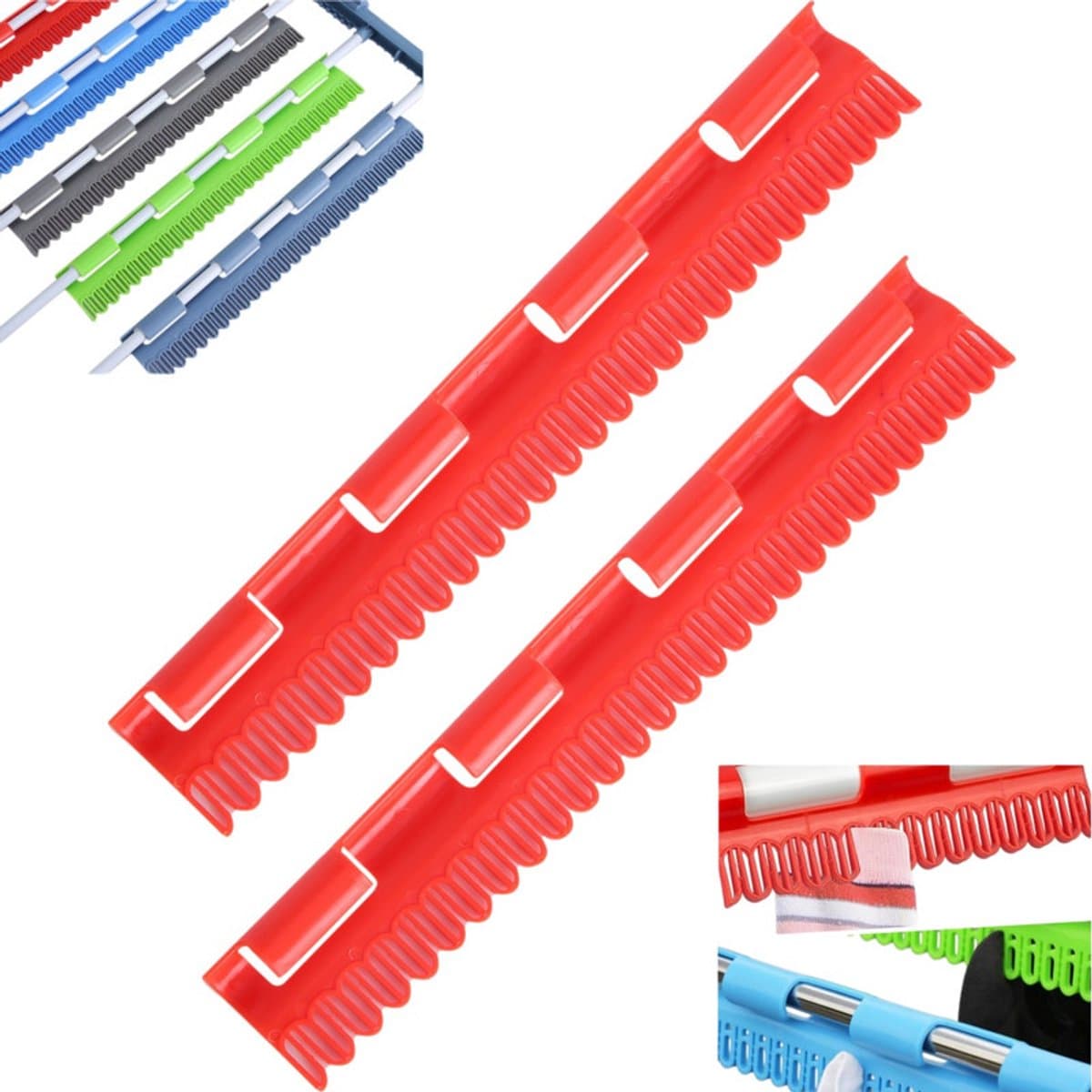 2 x Wasdroogrek – Sokkenclips – Kunststof sokkenclips – Handige en sneldrogende sokkenclips – Sokkenclips met snelsluiting – Clips voor opbergen en drogen – 32 cm x 5 cm — afbeelding 1