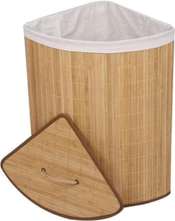 Bamboe wasbox - Opvouwbare wasmand - Vuile was sorteren - Uitneembare zak - 57 liter - Houtkleur — thumbnail 2