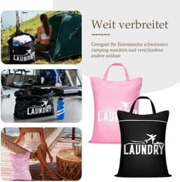 Waszak Waterdicht - Waszakken voor Wasgoed - Reiswaszak - Opvouwbaar - Lichtgewicht - Ritssluiting — thumbnail 4