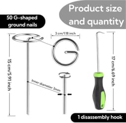 G-vormige grondpinnen - 50 stuks voor tuin en tent — thumbnail 4