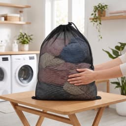 3 Stuks Waszakken met Trekkoord voor Ondergoed, Beddengoed en Kleding - Wasnet voor Wasmachine (Zwart, 70 x 90 cm) — thumbnail 3