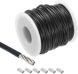 Allecta - Staalkabel van roestvrij staal 304 1/16 inch met vinylcoating - voor wasrek - 30 m - zwart — thumbnail 1