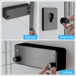 Uittrekbare wandwasdroger voor binnen en balkon - set van 2 stuks - 4 meter lengte - 15 kg capaciteit - zwart - telescopisch - zware belasting - 24 cm breed — thumbnail 5