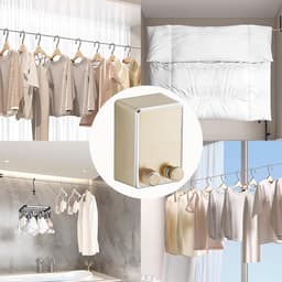 Uittrekbare Waslijn - Droogkoord Badkamer - Kleding Drogen - Robuust Roestvrij Staal - 4.2 Meter - Goud — thumbnail 5