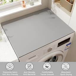 Wasmachine Drogerhoes - Apparaatmat Antislip - Apparaten Beschermen - Water Absorberend - 60x60cm - Lichtgrijs — thumbnail 5