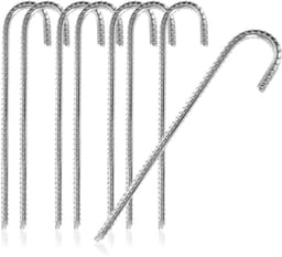 Grondankers van massief staal, J-vorm 30 cm, Ø 1 cm - gegalvaniseerde grondankers voor tenten, paviljoens, springkastelen, trampolines, stabiel en roestvrij — thumbnail 1