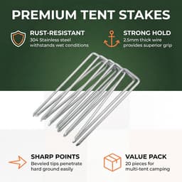 SnelShoppen - 20 Stuks Grondankers 2.5 mm x 100 mm U-vormige Sterke Tuin Pegs van Gegalvaniseerd Staal voor Grond, Tuin, Kunstgras en Onkruiddoek — thumbnail 3