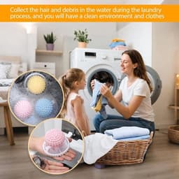 Wasmachine Lint Filter 3-delig - Drijvende Haar & Pluis Verwijderaar - 2025 Upgrade voor Huisdierenharen - Universeel voor Alle Wasmachines (Grote Bal, Gemengde Kleuren) — thumbnail 2