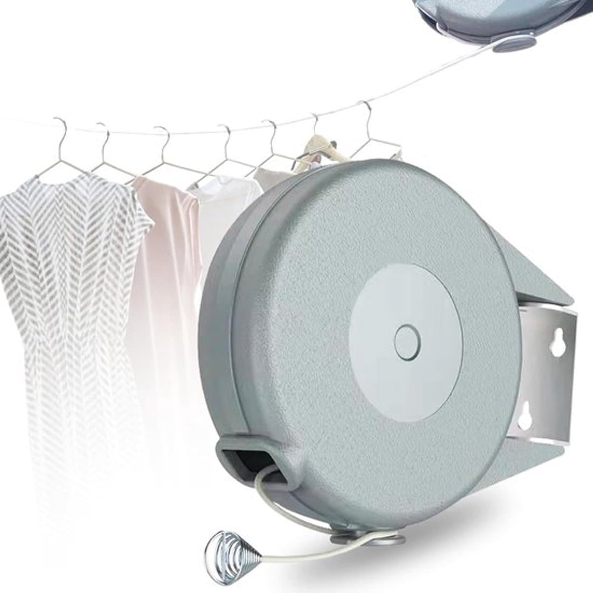 Waslijn - Uitschuifbare waslijn - Oprolbare waslijn - Kledingrek op rol - Kledingrek voor aan de muur - Kledingrek - Geschikt voor kamperen - Doorhangbestendig - Geschikt voor binnen en buiten - Blauw - 12 meter — afbeelding 1