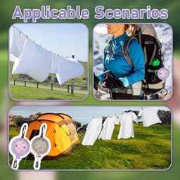 Uitschuifbare waslijn van 10 meter, geschikt voor binnen- en buitengebruik, draagbaar, verstelbaar en ideaal voor op de camping, in hotels, in de achtertuin en voor het drogen van wasgoed in de buitenlucht. — thumbnail 3
