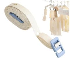 Draagbare Waslijn - Reis Waslijn - Buiten Drogen - Winddicht Ophangsysteem - 3.5 Meter - Beige