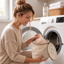 Sillar Waszak - Waszak met Rits - Laundry bag 19x18cm - 3D Polyester - Wasnet voor Lingerie - beschermt tegen beschadigingen en pluizen - beige — thumbnail 4