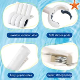 Thijox - 8 Stuks Handdoekclips voor Ligstoelen - Grote Witte Strandhanddoekclips - Zonnebedhanddoekclips - Handdoek Haringen voor Strand en Camping - — thumbnail 5