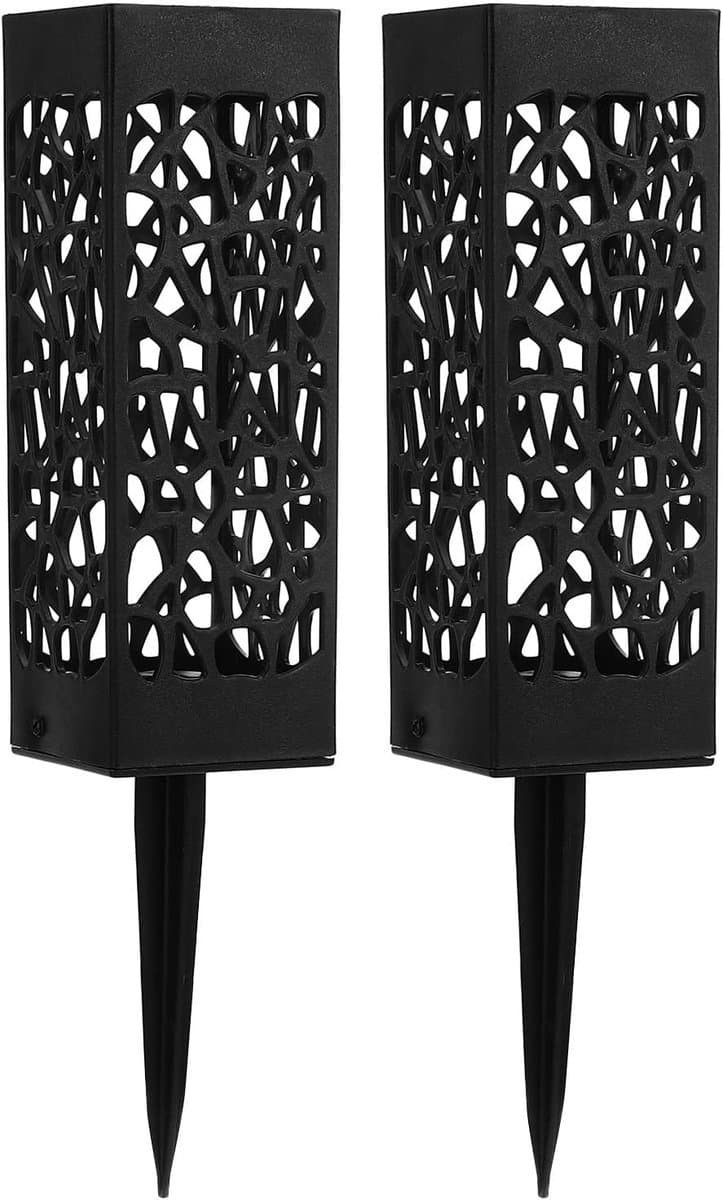Grafvaas Set - Bloemenhouder - Herdenking Tonen - Stevig Grondanker - 2 stuks 19cm - Zwart — afbeelding 1