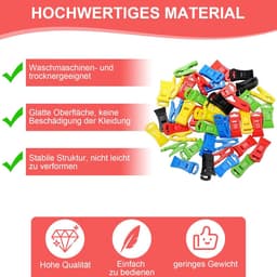 Sokkenklemmen - Wasclips - Sokken Sorteren - Veelzijdig Inzetbaar - 100 Stuks - Kunststof — thumbnail 2