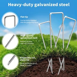 Dailygoods- Grondankers 200 stuks - U-vormige Grondpennen - Verzinkt Staal - Roestvrij - Voor Onkruidvlies en Tenten - Duurzaam en Herbruikbaar — thumbnail 3