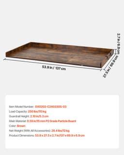 VEVOR Wasmachine en Droger Bovenplaat, 137 X 69,9 cm Houten Was- en Drogerbovenplaat met Rand en Haakjes, Waterbestendige Wasmachinebovenplaat voor Waskast, Pantry en Werkplaat Organiseren en Opbergen, Bruin — thumbnail 3