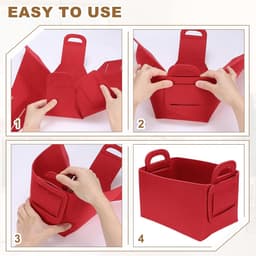 1 stuk - Opbergmand van vilt - Wasmand - Opbergmand voor diverse spullen - 36*25*23 cm - Rood — thumbnail 4