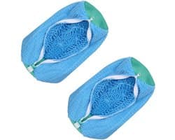 2-delige multifunctionele reinigingszakken, Geschikt voor schoenen en wasgoed, pluizige vezels Geschikt voor 360° rondom reinigen, herbruikbare waszakken (blauw)