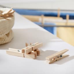 Wasknijpers van FSC® gecertificeerd hout, milieuvriendelijke houten klemmen, klemmen voor knutselen en decoreren, elk 7 cm, naturel — thumbnail 4