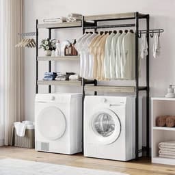 Wasmandrek – Wasmand Kastje – Wasruimte Organizer – Wassorteerder – Badkamerrek – Vrijstaand Houten Rek – 5 Lagen Met Dubbele Rijen – Praktisch Ruimtebesparend 76 cm Hoog — thumbnail 5