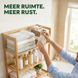 Bamboe Wasmachine Rek - Opbergrek Boven de Wasmachine met 3 Legplanken - Houten Badkamerrek voor Wasruimte, Toilet en Bijkeuken - Ruimtebesparende Opbergkast voor Wasmiddel, Handdoeken en Accessoires - 66 x 26 x 170 cm — thumbnail 4